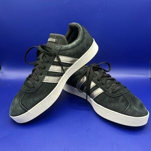 Adidas 789006 Black Suede Silver Leather Stripes Sneakers Men's Size 9.5
